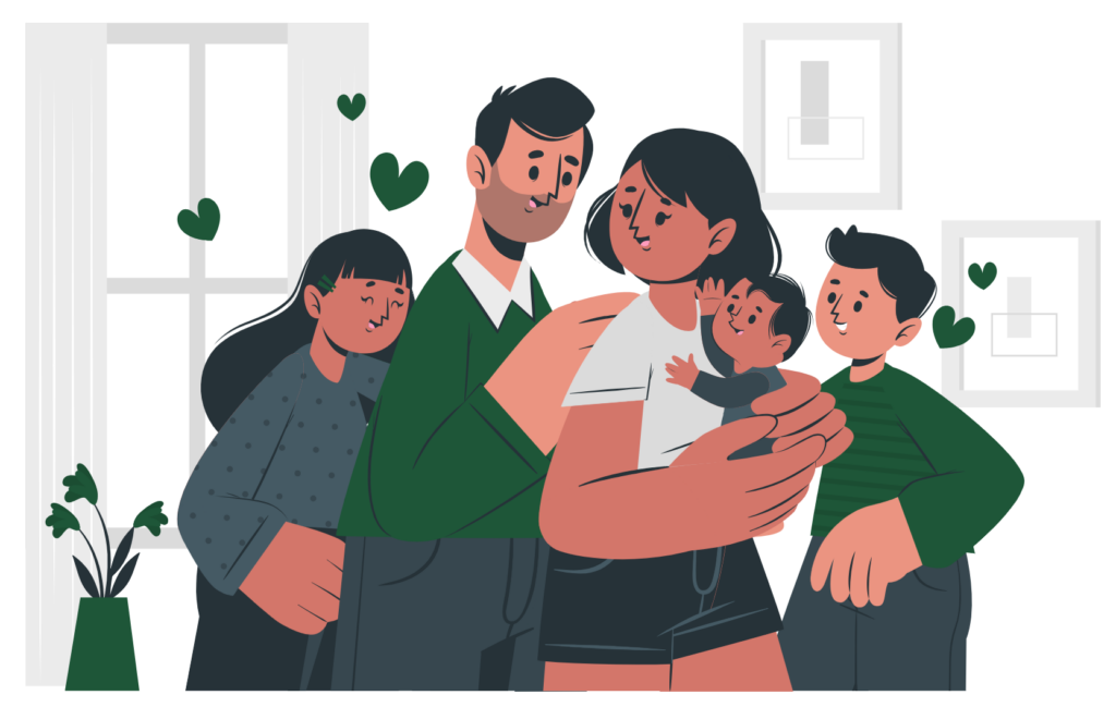 Illustration of a family group, representing Custodyo's focus on secure, conflict-free co-parenting and communication.