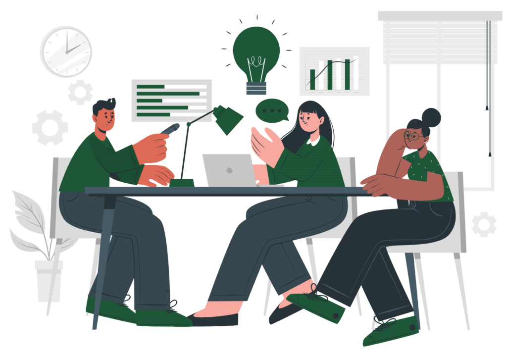 Illustration of a team collaborating on simplified workflows, representing the shared Bledsoe Labs mission to reduce complexity for families and businesses.